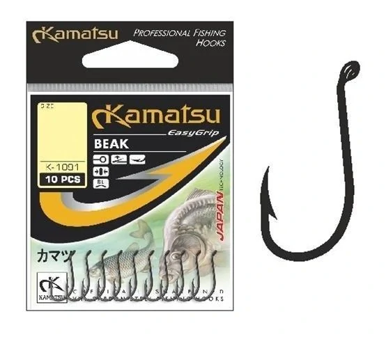 Háčky Kamatsu BEAK - 10ks/ černé/ očko/ vel.1