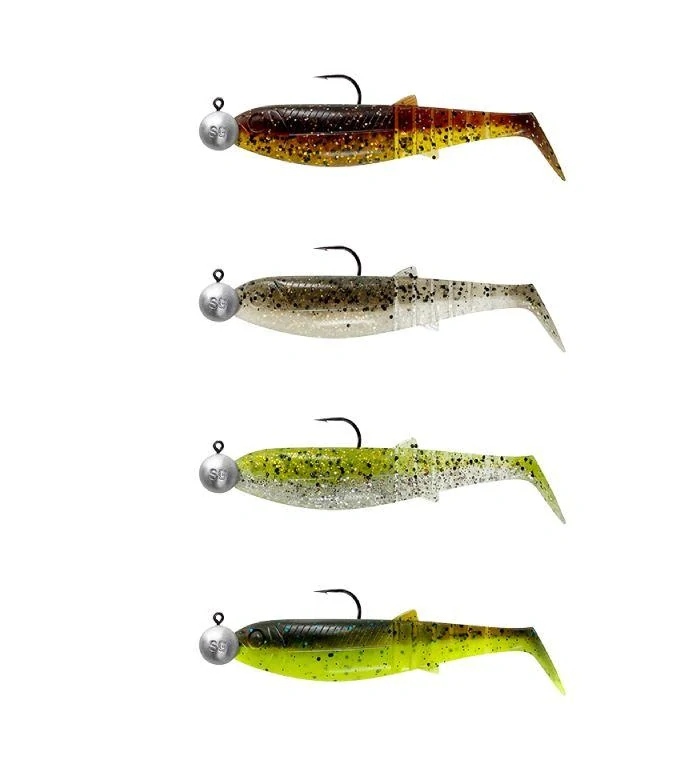 Savage Gear Sada gumových nástrah Cannibal Shad+JIG - 10cm/ 9g/ Clearwater Mix+10g/ vel.3/0