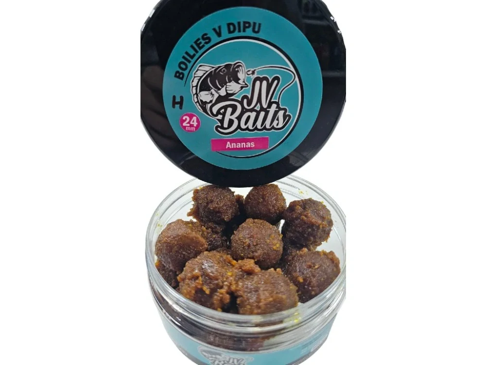 JV Baits boilies v dipu Ananas - 300ml - 24mm