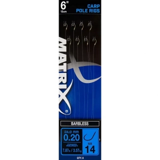 Matrix 6“ Carp Pole Rig X8 Barbless Size 20