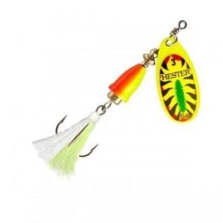 Třpytka rotačka Hester Fishing BELL FLY - 4g/ vel.2/ Yellow Fire Tiger W White-Green